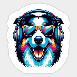 Portuguese Sheepdog Smiling DJ in Bold Colors Sticker